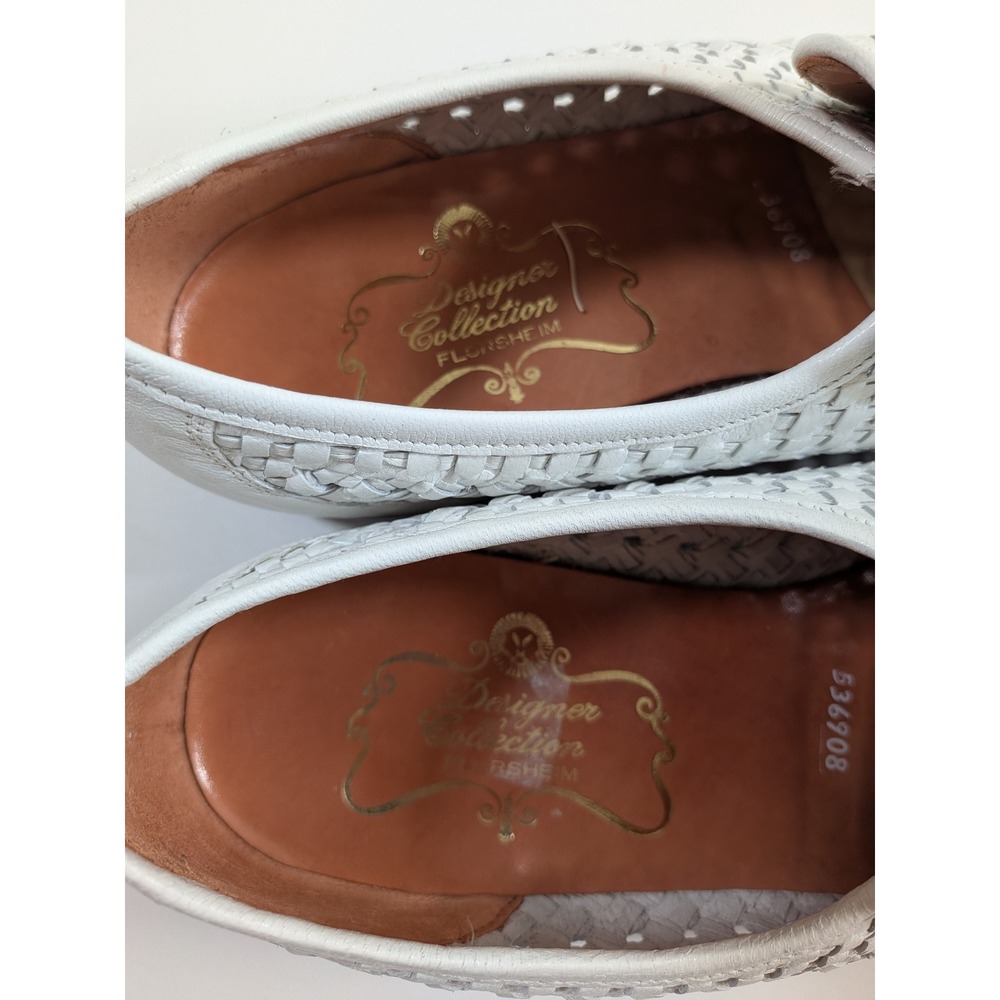 Florsheim Designer Collection Eton White Woven Leather Loafers Men's 7.5 D 43013 - Picture 4 of 9